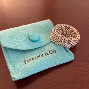 Tiffany mesh sterling ring - size 5